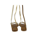 LEATHER AND GOLD FLAT SANDAL