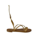 LEATHER AND GOLD FLAT SANDAL