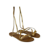 LEATHER AND GOLD FLAT SANDAL