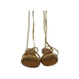 LEATHER AND GOLD FLAT SANDAL